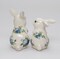 Ceramic Easter Rabbits with Blue Roses Pattern Salt and Pepper Shakers, Spring Decor, Easter Decor, Rabbit Lover Gift